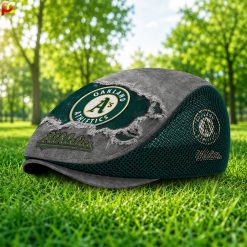 Oakland Athletics MLB Mesh Flat Cap, Golf Mesh Cap M01