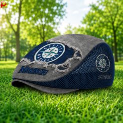 Seattle Mariners MLB Mesh Flat Cap, Golf Mesh Cap M01