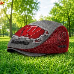 Wisconsin Badgers NCAA Mesh Flat Cap, Golf Mesh Cap M01