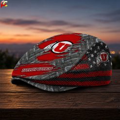 Utah Utes NCAA2 Mesh Flat Cap, Golf Mesh Cap M04