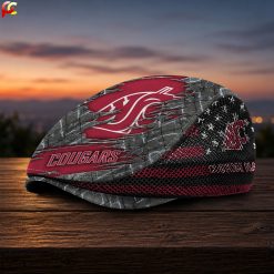 Washington State Cougars NCAA3 Mesh Flat Cap, Golf Mesh Cap M04