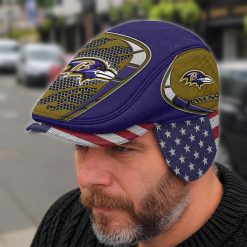 Baltimore Ravens NFL Flat Cap with Foldable Ear Flaps M02