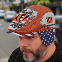 Cincinnati Bengals NFL Flat Cap with Foldable Ear Flaps M02