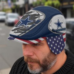 Dallas Cowboys NFL Flat Cap with Foldable Ear Flaps M02