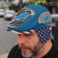 Detroit Lions NFL Flat Cap with Foldable Ear Flaps M02