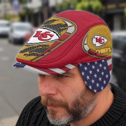 Kansas City Chiefs NFL Flat Cap with Foldable Ear Flaps M02