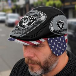 Las Vegas Raiders NFL Flat Cap with Foldable Ear Flaps M02