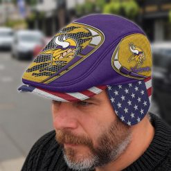 Minnesota Vikings NFL Flat Cap with Foldable Ear Flaps M02