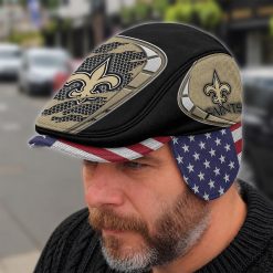 New Orleans Saints NFL Flat Cap with Foldable Ear Flaps M02