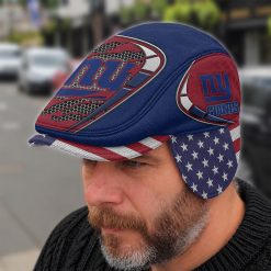 New York Giants NFL Flat Cap with Foldable Ear Flaps M02
