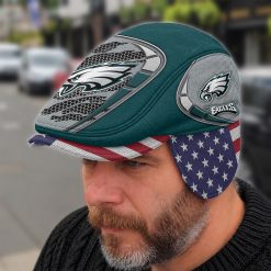 Philadelphia Eagles NFL Flat Cap with Foldable Ear Flaps M02