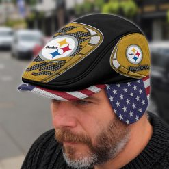 Pittsburgh Steelers NFL Flat Cap with Foldable Ear Flaps M02