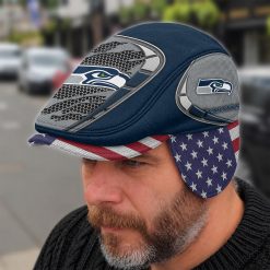Seattle Seahawks NFL Flat Cap with Foldable Ear Flaps M02
