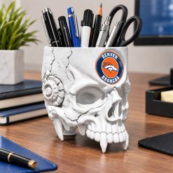 Denver Broncos NFL Pen Holder Skull 4 Colors M01