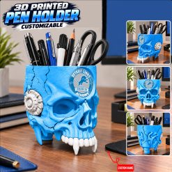 Detroit Lions NFL Pen Holder Skull M02
